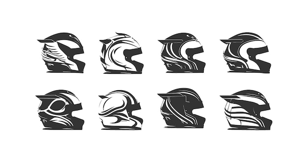 Jeu d'icônes de casque de moto Conception d'illustration vectorielle