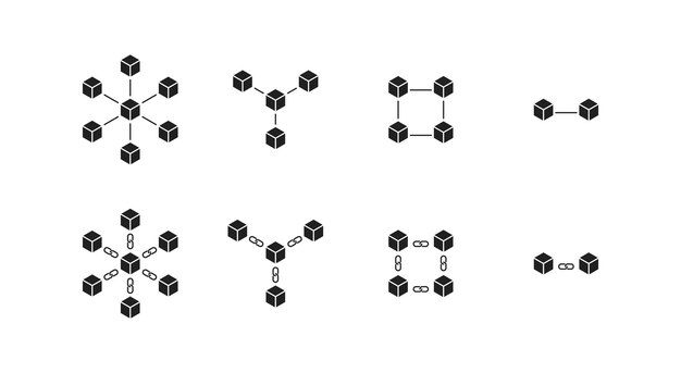 Vecteur jeu d'icônes de chaîne de blocs vecteur eps 10