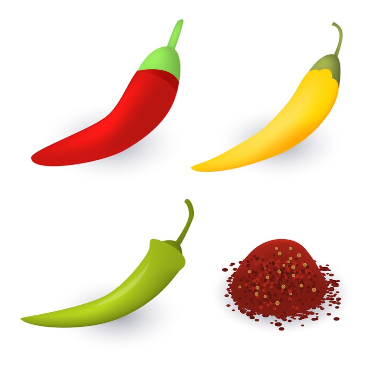Vecteur jeu d'icônes de chili, style isométrique