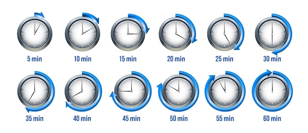 Jeu D'icônes De Chronomètre D'horloge De Minuterie Réaliste Temps De Préparation De L'étiquette Ou Temps De Cuisson