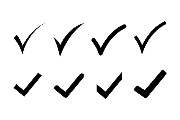 Jeu d'icônes de coche Vérification de profil Ensemble d'icônes vérifiées avec style de badge vérifié par les médias sociaux Ensemble d'icônes de confirmation vectorielle Coche Illustration vectorielle
