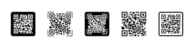 Jeu d'icônes de code QR. Concept d'achat en ligne. Pour la numérisation de smartphones. Vecteur EPS 10. Isolé sur fond blanc