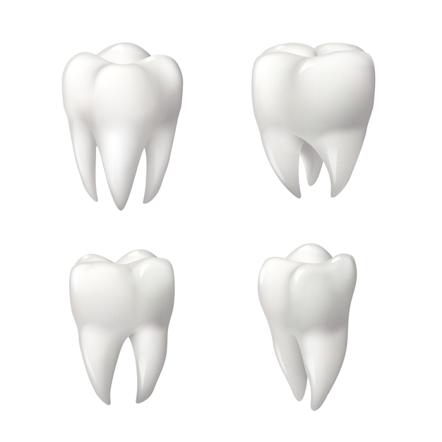 Vecteur jeu d'icônes de dents saines pour la conception de la dentisterie