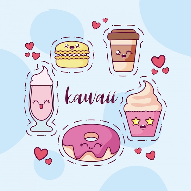 Jeu D'icônes De Dessins Animés Kawaii