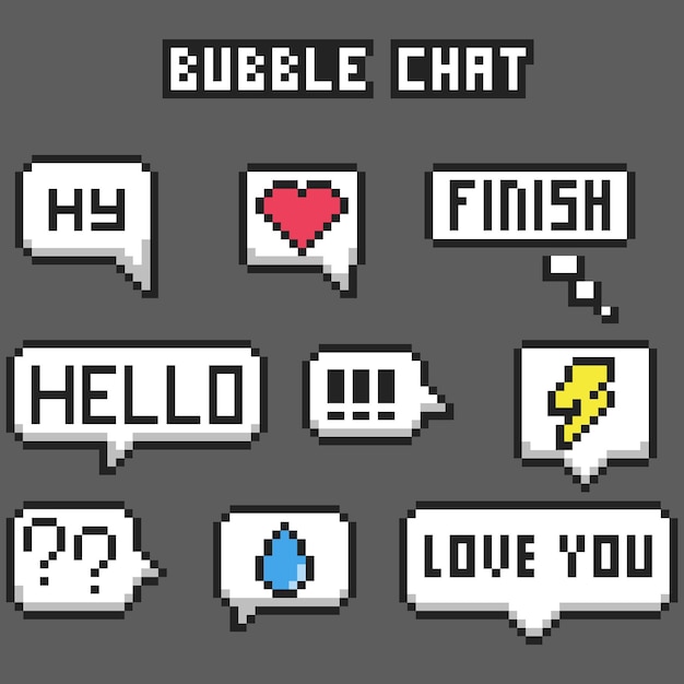 jeu d'icônes de dialogue d'art de pixels
