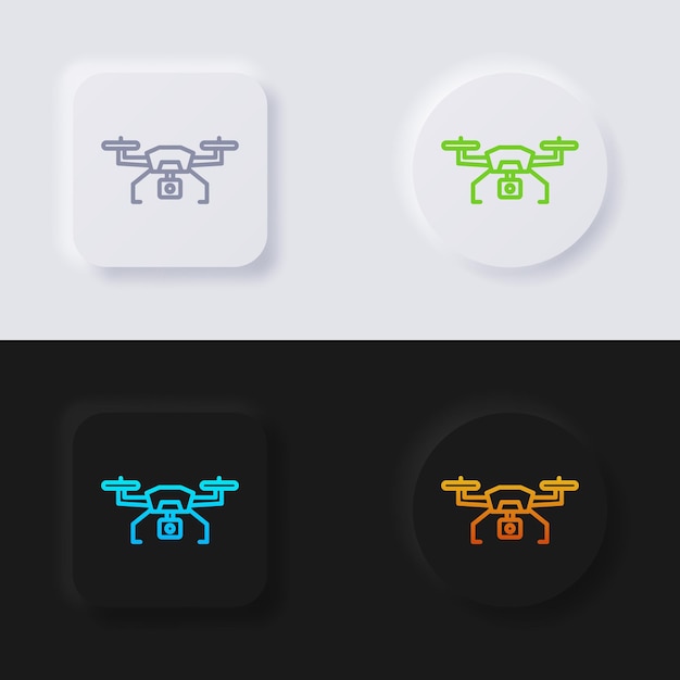 Vecteur jeu d'icônes de drone bouton de neumorphisme multicolore conception d'interface utilisateur douce pour la conception web application ui et plus bouton vector