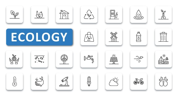 Vecteur jeu d'icônes d'écologie illustration vectorielle icônes de contour de ligne mince