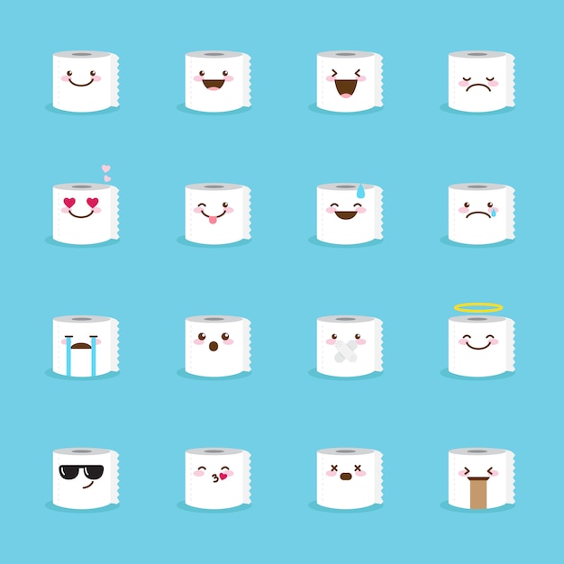 Jeu D'icônes Emoji Papier Toilette