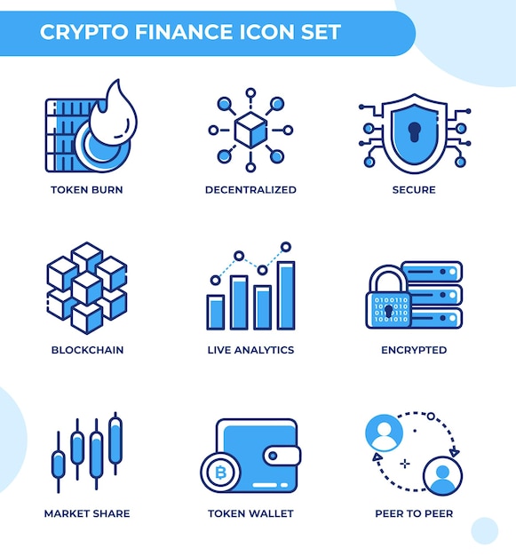 Vecteur jeu d'icônes de finance crypto