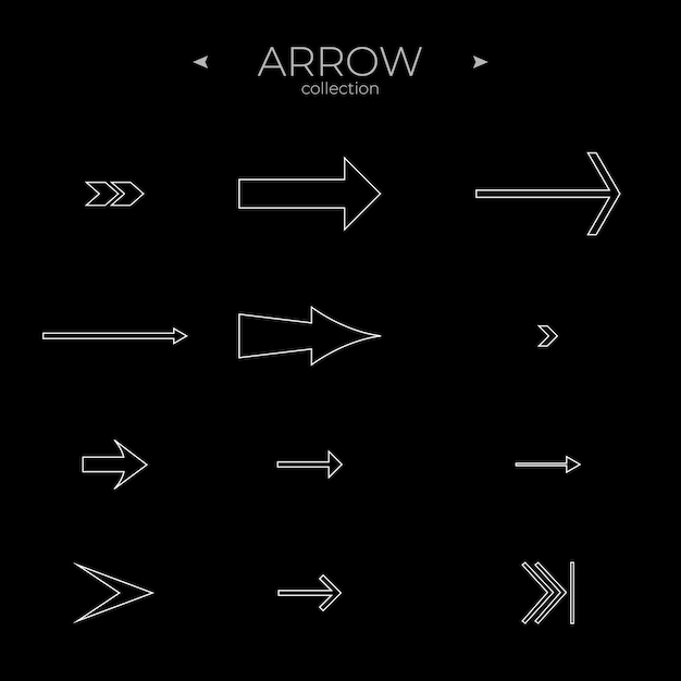 Jeu D'icônes De Flèche De Ligne Collection D'icônes De Ligne Symboles Vectoriels Modernes