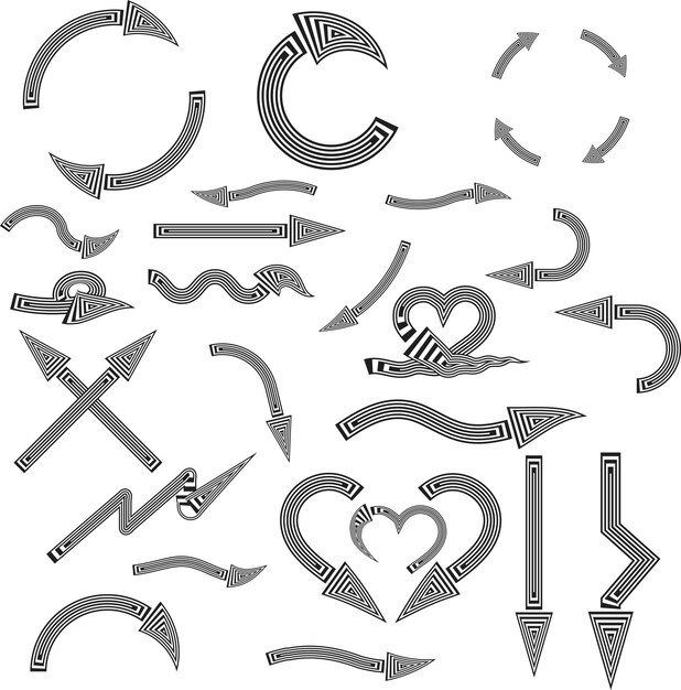 Vecteur jeu d'icônes de flèche vector illustration design plat signe de flèche directionnelle ou icônes scénographie