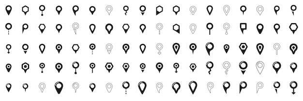 Vecteur jeu d'icônes de géolocalisation icône d'emplacement de géolocalisation étiquette de lieu de carte icône de ligne vectorielle pour les entreprises et la publicité