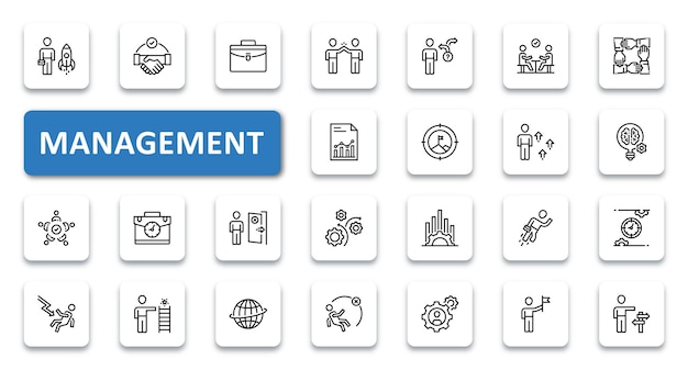 Vecteur jeu d'icônes de gestion illustration vectorielle icônes de contour de ligne mince