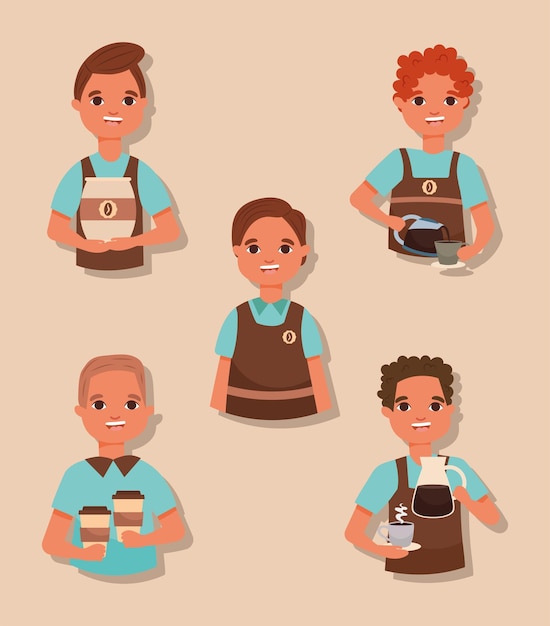 Jeu D'icônes Hommes Barista