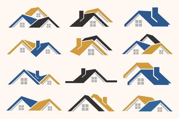 Jeu d'icônes immobilières modèle de logo vectoriel