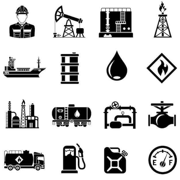 Jeu D'icônes De L'industrie Pétrolière