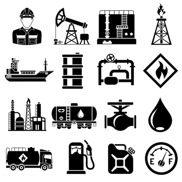 Jeu d'icônes de l'industrie pétrolière