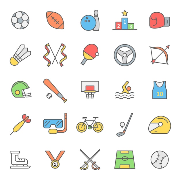 Jeu d&#39;icônes de jeux de sport avec concept moderne