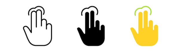 Jeu d'icônes de ligne de curseur de pointeur Souris d'ordinateur cliquez sur la flèche tactile doigt de sélection de geste Icône vectorielle en ligne de style noir et coloré sur fond blanc