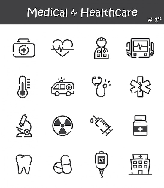 Jeu d&#39;icônes de ligne médicale et soins de santé