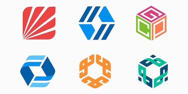 Jeu d'icônes de logo hexagonal créatif. illustration vectorielle de conception de cube simple