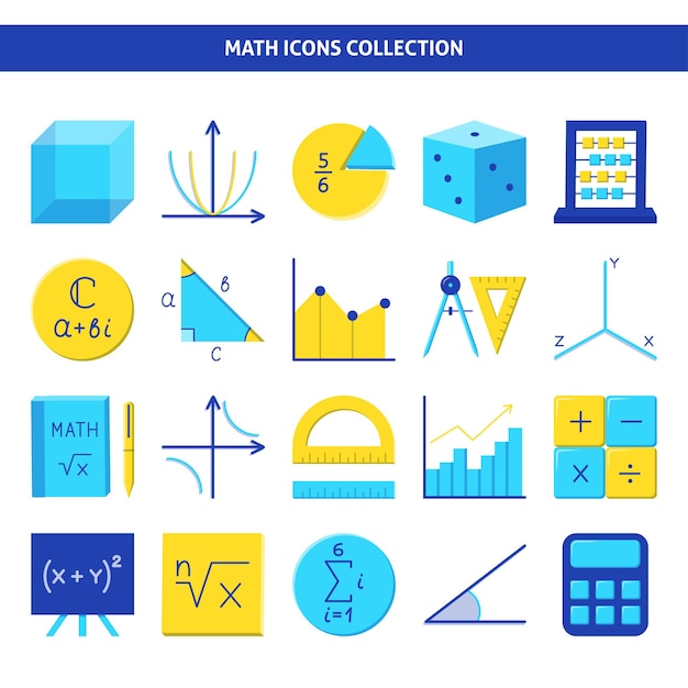 Vecteur jeu d'icônes mathématiques