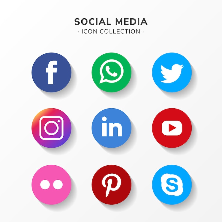 Vecteur jeu d&#39;icônes de médias sociaux modernes au design plat