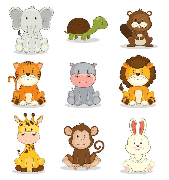 Jeu d&#39;icônes mignon animal adorable