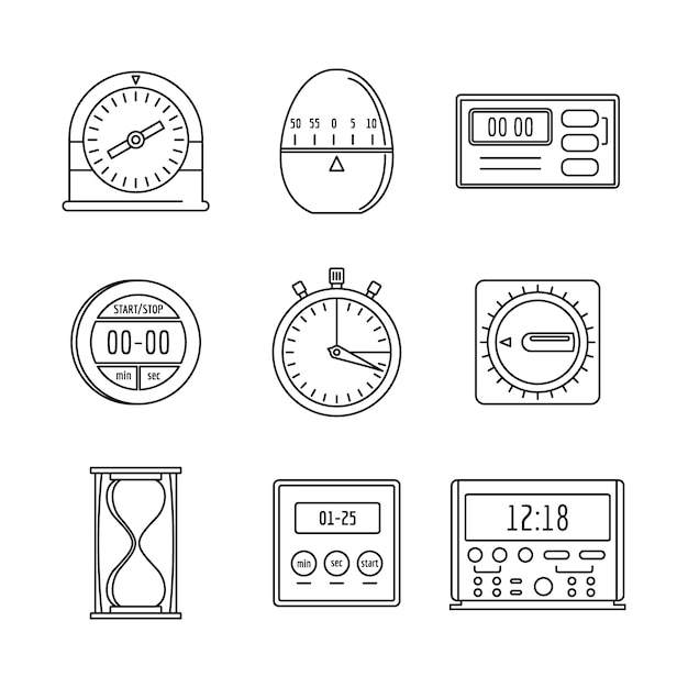 Jeu D'icônes De Minuterie De Cuisine