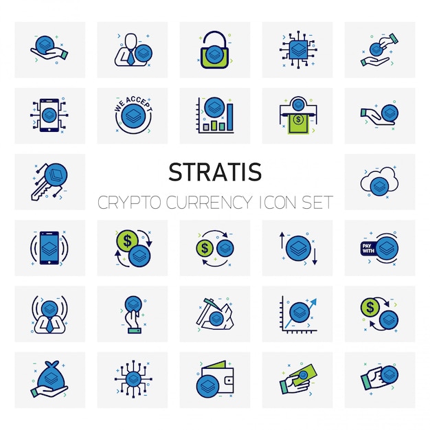 Jeu D'icônes De Monnaie Stratis Crypto