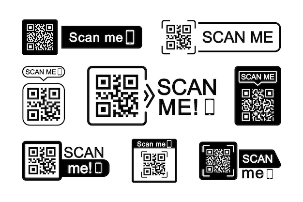 Vecteur jeu d'icônes de numérisation de code qr numérisation de code qr pour smartphone