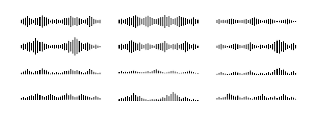 Jeu d'icônes d'ondes radio sonores Illustration vectorielle