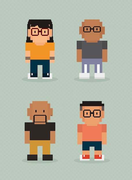 Jeu d'icônes de personnes pixel