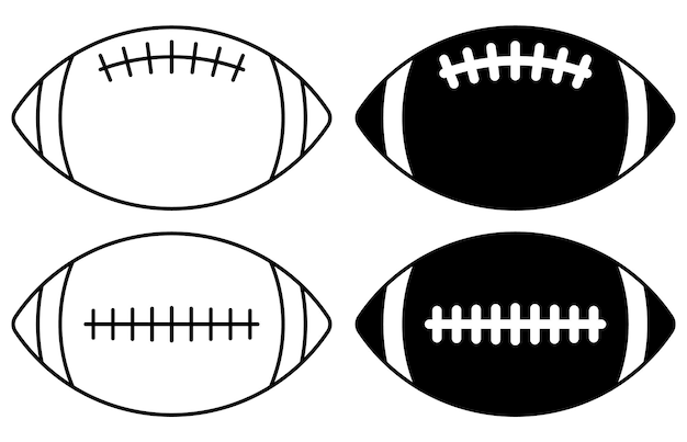 Jeu d'icônes plates de ballon de football américain Illustration vectorielle