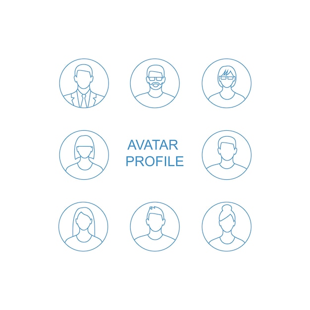 Jeu D'icônes De Profil D'avatar Comprenant Des Portraits De Personnages Masculins Et Féminins