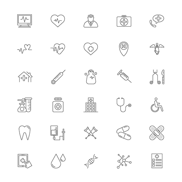 Jeu d&#39;icônes de soins de santé