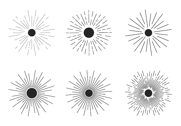 Jeu D'icônes De Soleil Illustration Vectorielle De Dessin Animé