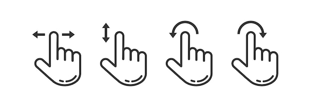 Jeu d'icônes de souris de curseur de pointeur de main Symbole d'illustration de mouvement de doigt d'index Signe main et vecteur de flèche