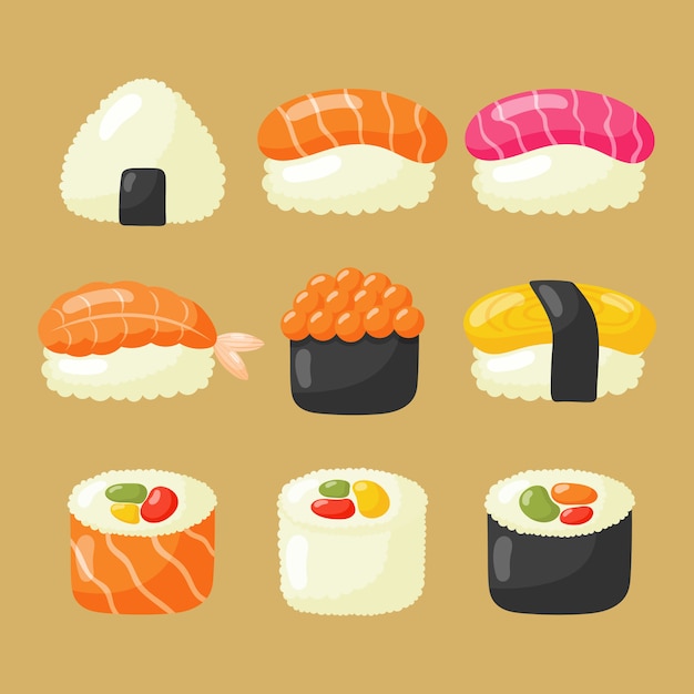 Jeu D'icônes De Sushi