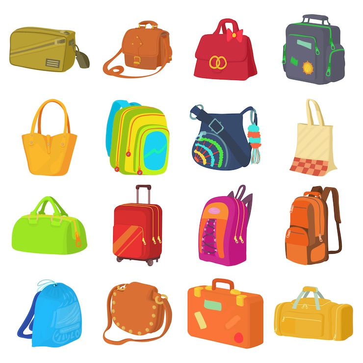Vecteur jeu d&#39;icônes de types de sac