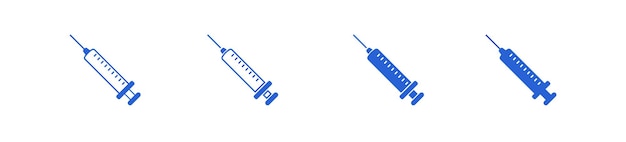 Jeu d'icônes de vaccin seringue vecteur médical plat