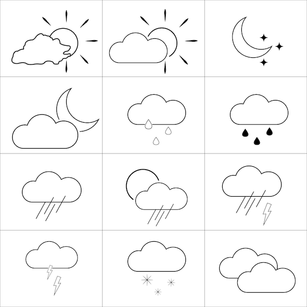 Le Jeu D'icônes Vectorielles De Prévisions Météo