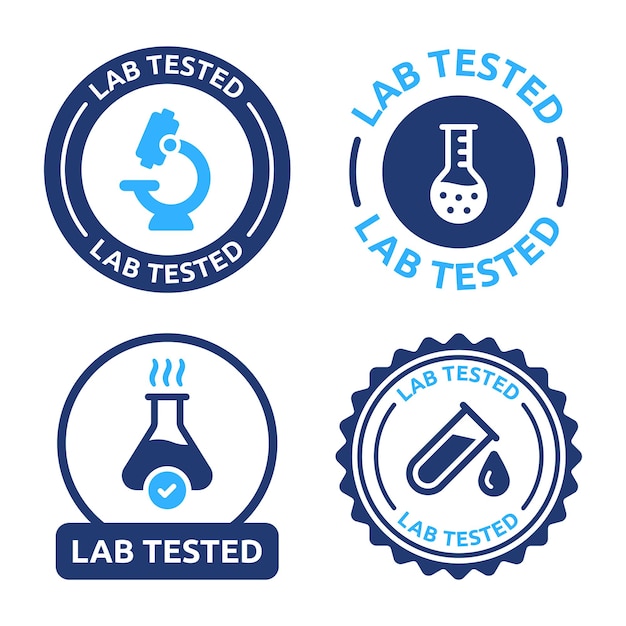 Jeu D'icônes Vectorielles Testées En Laboratoire. Contrôle De La Qualité Du Produit Prouvé Par L'illustration De La Recherche En Laboratoire.