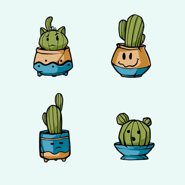 Jeu D'illustration De Caractère Cactus