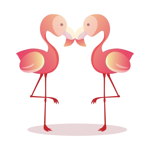 Jeu d'illustration de dessin animé mignon flamant rose