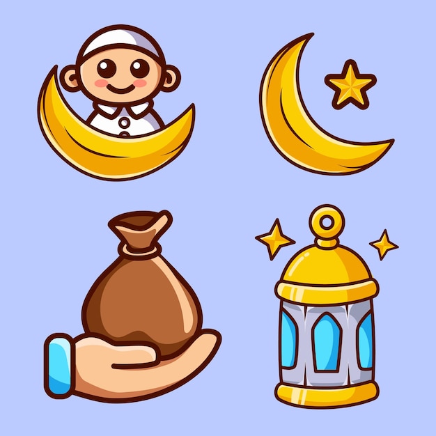 Vecteur le jeu d'illustration de ramadan kareem est vectoriel.