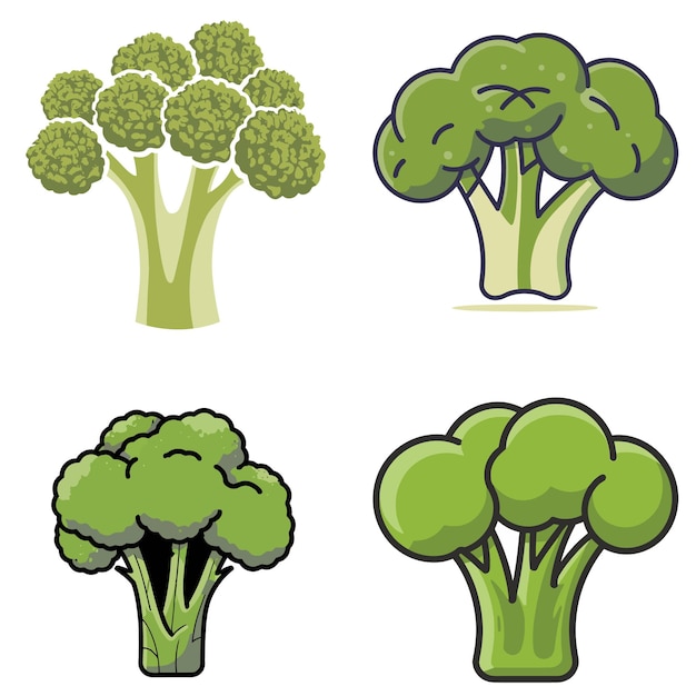 Vecteur jeu d'illustrations de brocoli