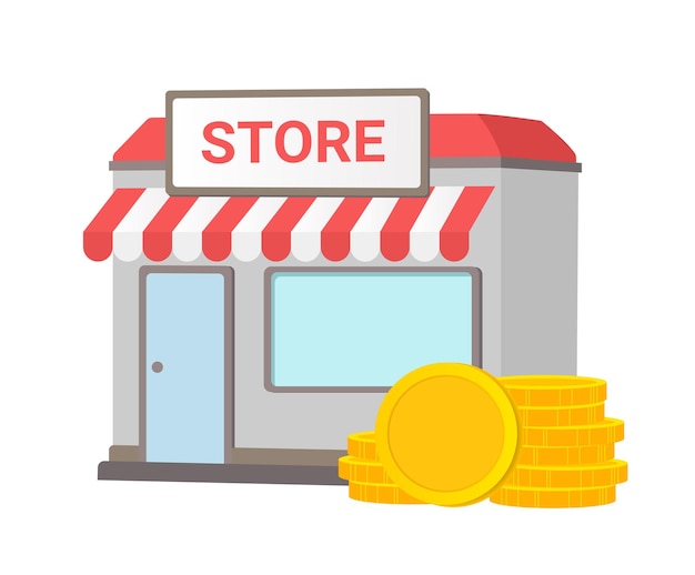 jeu d'illustrations de magasin et de marché bâtiment de magasin de supermarché commerce électronique Dessin vectoriel Dessin à la main