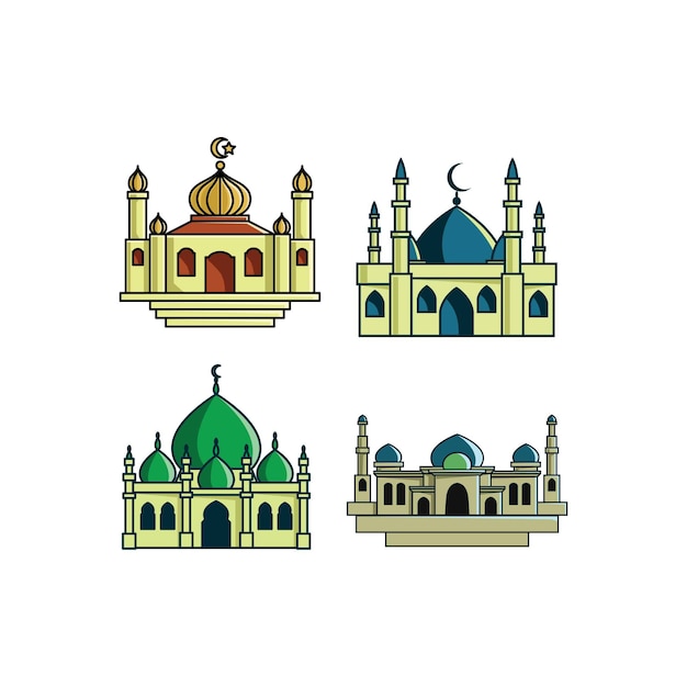 Jeu D'illustrations Plat De Mosquées