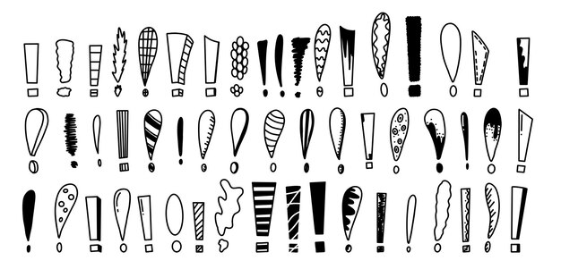 Un jeu d'illustrations vectorielles de signes d'exclamation capricieuses